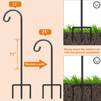 Gtongoko 8 Pack Shepherds Hooks for Outdoor 32 Inch Garden Hooks for Hanging Plants, Lanterns, Bird Feeders, Solar Lights, Mason Jars, Weddings Decor, Adjustable, Matte Black
