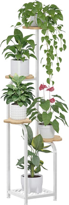 TOSKING 5 Tier Metal Anti-Tip Plant Stand indoor, Wide Base for Pots, Child and Pet Friendly ,Heavy Duty Plant Shelf , Corner Shelf, Flower Pot Stand for Multiple Plants, Indoor Plants Tiered Stand for Living Room Balcony Garden Patio Bedroom (White an...