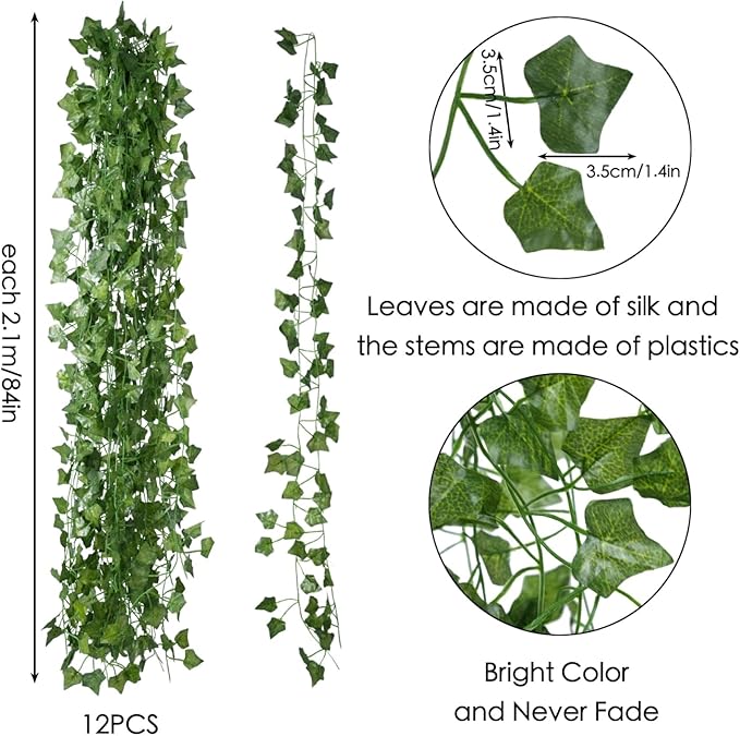 Fake Vines for Room Decor(36Pack252Ft) Aesthetic Artificial Plant Ivy Leaves Hanging Greenery Garlands for Home Bedroom Wall Wedding Christmas Party Office patio Indoor, Outdoor Garden Decor