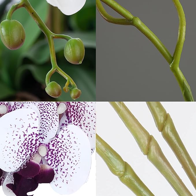 FagusHome 32 Inch Artificial Phalaenopsis Flowers 6 Pcs Artificial Orchid Flowers Stem Plants for Home Décor (Purple Core)