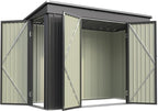 Patiowell 8x4 FT Outdoor Storage Shed with 3 Lockable Doors, Metal Garden Tool Sheds with Sloping Roof, Outdoor Utility Shed for Backyard Patio Lawn, Black
