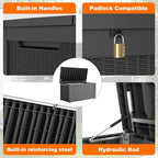 PatioZen 320 Gallon Resin Deck Box, Lockable Weatherproof Outdoor Storage Box for Furniture, Garden Tools and Tools Storage, Waterproof Outside Storage Boxes - Black