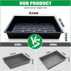 RooTrimmer Seed Starter Tray, 10 Packs Plant Tray, Durable Plastic Growing Trays, Stackable Seedling Starter Trays Perfect for Indoor, Outdoor, Greenhouses, 16.5" L x 13.2" W x 2.8" H - Black
