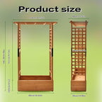 Raised Garden Bed with Wood Trellis Set of 2 Outdoor Planter Box for Tomatoes Climbing Vegetables Herbs Flowers Patio Pots Tall Hanging Roof 2 Drainage Holes Orange, 42.5" L x 17.3" W x 66.1" H
