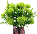 CATTREE Artificial Dandelion Plants, Plastic Flowers Shrubs Bushes Fake Grass Wedding Indoor Outdoor Home Garden Verandah Centerpieces Arrangements Party Decoration Planting Filler - Green 4 Pack