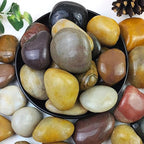YISZM 20lbs Mixed Color Outdoor Decorative Stones, 2-3 Inch High Polished River Rocks for Indoor Plants, Large Pebbles for Vase Filler Fish Tank Aquariums Landscaping Garden
