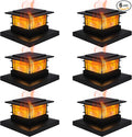 Dynaming 6 Pack Solar Post Cap Lights Outdoor with Flickering Flame Light, Fence Post Solar Lights Fit for 4x4 5x5 6x6 Vinyl/Wooden Posts, High Brightness SMD LED Lighting Decor for Garden Deck Patio