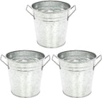 Hosley 3 Pack of Galvanized Planters 5" Dia x 4.5" H Durable Metal Plant Pots for Floral Arrangements Indoor and Outdoor Gardening with Vintage-Inspired Charm Rustic