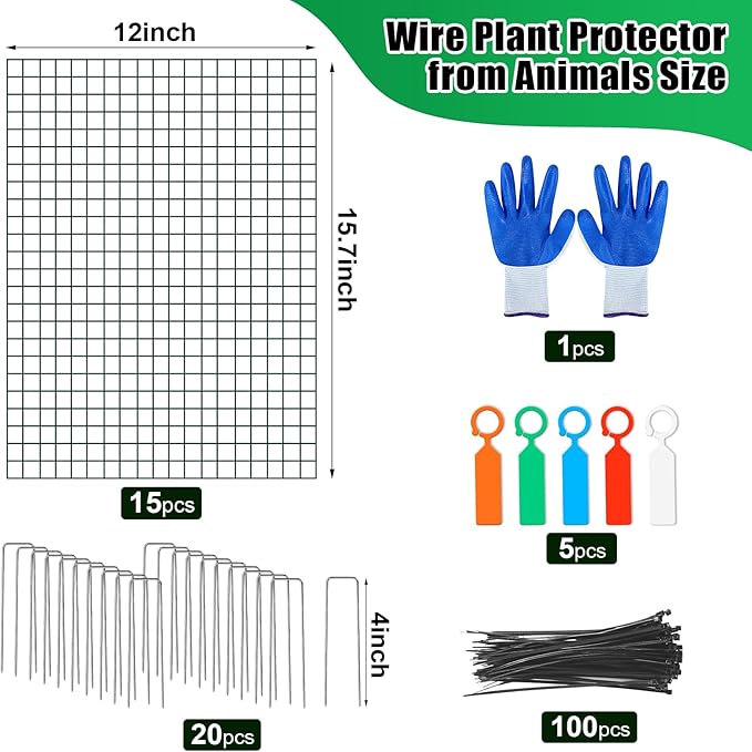 5 Pack Wire Plant Protector, 16"x12" Detachable Metal Plant Protectors Mesh, Garden Plant Protectors for Shrubs Flowers Vegetables to Keep Rabbit & Chicken Animals Out