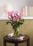 KaBloom - Bouquet of 12 Fresh Pink Roses (Farm-Fresh, Long-Stem) - Fresh Flowers for Birthday, Valentine's & Mother's Day