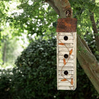Glitzhome 18" H Wooden Bird House, Hanging Birdhouses for Outdoors, Washed White Distressed Three-Story Cottage Garden Bird House for Chickadee Cedar Wren Sparrow Finch Cardinal