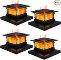 Dynaming 4 Pack Solar Post Cap Lights Outdoor with Flickering Flame Light, Fence Post Solar Lights Fit for 4x4 5x5 6x6 Vinyl/Wooden Posts, High Brightness SMD LED Lighting Decor for Garden Deck Patio