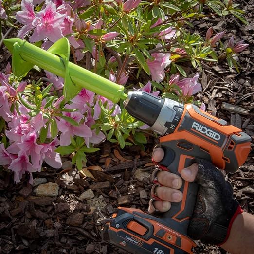 XtremepowerUS Garden Plant Flower Bulb Auger 3.5” x 12” Inch Rapid Planter Post or Umbrella Hole Digger for 3/8” Hex Drive Drill, Lime Green