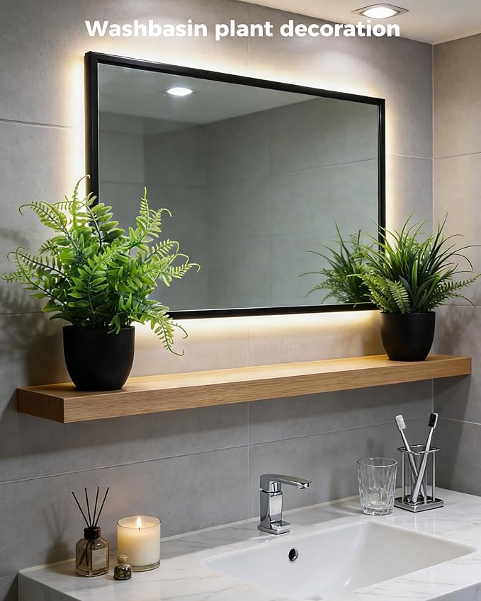 Clearain Fake Plants 6 Packs Artificial Plants Small Faux Plants Black Bathroom Accessories for Bathroom Home Kitchen Coffee Table Office Desk Decor Indoor (Black)