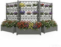 5' Tall Raised Garden Bed with Trellis, Self Watering Planter Box for Outdoor Climbing Plants Resin Garden Lattice for Vegetables, Flowers, Tomato & Vine with Drainage Holes (Coffee, 3 Pack)