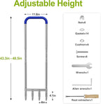 Knee-Friendly Manual Lawn Aerator Tool –Adjustable SUS304 Stainless Steel Core Aerator for Grass, Yard Aeration Tool with 4 Hollow Tines for Lawn Care and Compacted Soil,43.3"-48.5",Silver