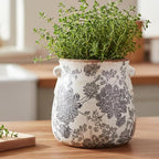 Xiaan Jiaju 6.68in. Tuscan Planter & Room and Home Decor, Decorative Vase, Indoor/Outdoor Ceramic Plant Pot w/Drainage, French Country Decor Boho Decor, Gifts for Women Birthday Unique, Vintage Grey