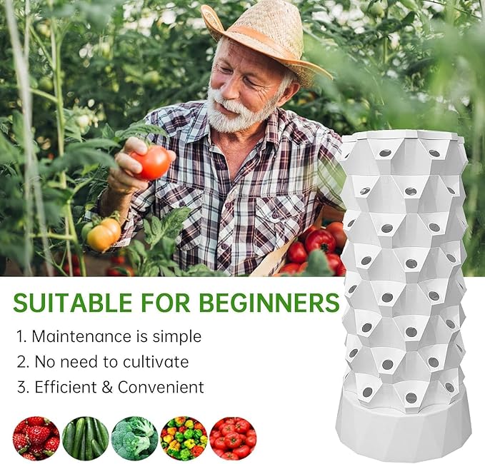 Hydroponic Tower, 14-Layer Hydroponics Growing System Kit with 70 Slots, Vertical Garden System with 20L Water Tank and Pump for Indoor Outdoor Home, Balcony & Patio (64 Slots)
