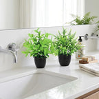 CEWOR Fake Plants 2 Pack Mini Potted Plants Bathroom Accessories Small Artificial Greenery Decorations for Bathroom Office Home Room Kitchen Table Indoor