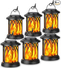 KOOPER 6 Pack Solar Lantern Outdoor Lights, Upgraded Flickering Flame Solar Lanterns Outdoor Waterproof, Auto ON/Off Lanterns Decorative Outdoor, Hanging Lantern for Yard Patio LawnTable Garden Decor