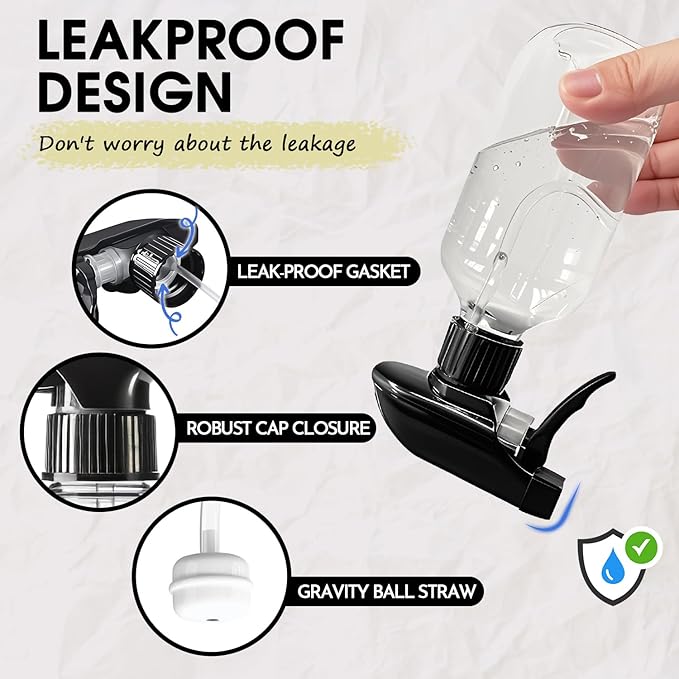 2 Packs Plastic Spray Bottles 360°Water Spray Bottle for Cleaning - 10 oz/300 ml Upside Down Spray Bottle Small Squirt Bottle with Adjustable Nozzle for Hair, Cooking, Plant, Pet (Clear + Brown)