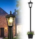 Derynome 72" Solar Outdoor Light with Planter,Waterproof Solar Post Lamp Ligts, Garden Lights for Backyard, Pathway, Patio,Lawn, Driveway Decor