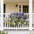 Faux Bougainvillea Artificial Flowers Plants for Outdoor Spring Summer Decoration, 2 Pcs Fake Silk Flower Outside UV Resistant Realistic Long Trailing Vines for Home Porch Patio Balcony Yard(Purple)