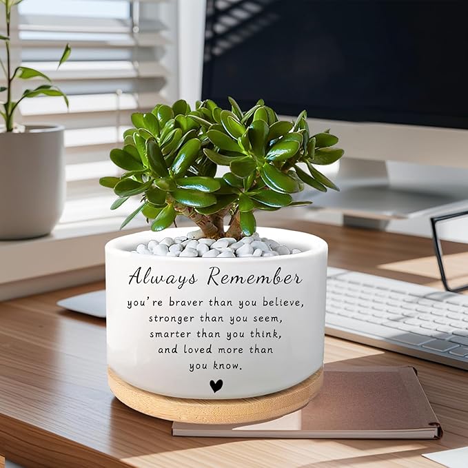 Inspirational Gifts for Women, Cute Succulent Plant Pot, Cactus Flower Planter for Plant Lover, Gardening Motivational Encouragement Cheer Up Gift for Women Men Friend (Plants Not Included)