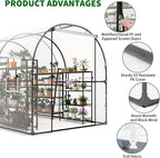 GarveeLife 8.2x6.6x6.6 ft Premium Greenhouse for Outdoors,Upgraded Portable Walk-in Heavy Duty Frame Large Garden Plant Hot Outside Hoop House,Transparent