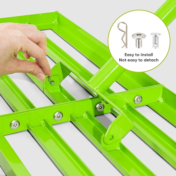 Lawn Leveling Rake 30"x10" - Stainless Steel with Adjustable 30"-74" Handle, Anti-Flipping Lawn Tool for Garden, Farm, Backyard, Golf Course