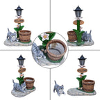 Animal Outdoor Statue Planter Solar Light Welcome Garden Sculpture Resin Flower Pot Decorative Porch Patio Yard Lawn Entryway Figurine with LED Lamp Rustic Plant Holder Ornament Courtyard (F)