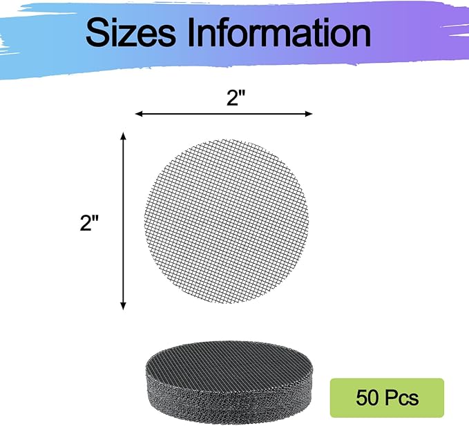 Bonsai Mesh for Plant Pot Drainage Screen 2 Inch, 50 Pcs Plastic Round Flower Pot Hole Mesh Screen Cover Pad for Nursery Planter Bottom Drainage Inserts Grid Mat for Potted Succulent