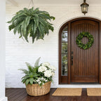 Set of 2 Large Artificial Boston Fern Plants, 48" Giant Faux Ferns with 39 Realistic Fronds, UV Resistant Fake Greenery for Outdoor Porch, Hanging Basket, Patio & Indoor Home Garden Decor