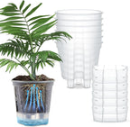 Wonderjune Self Watering Pots for Indoor Plants with Deep Reservoir and High Drainage Holes for Outdoor Plants and Flowers, Bare Root Planter(4.72'',Clear,6 Pcs)