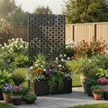 QINPTWUT Geometric Edition Privacy Screen Planter Box with Trellis, Metal Raised Garden Bed for Climbing Plants, 27 Gallon Outdoor Divider for Patio Balcony Backyard, Easy Assembly