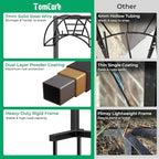 TomCare Garden Hose Holder 4 Spikes Garden Hose Reel Hose Stand Upgraded Water Hose Storage with Tool Hooks Garden Hose Hanger Organizer Holds 160ft Hoses for Outside Yard Lawn, Black