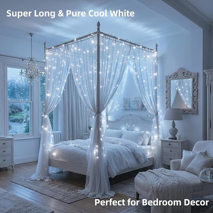 JMEXSUSS 1000 LED White Christmas String Lights Outdoor with Remote, 272 Ft Outdoor String Lights for Outside Patio Garden Bedroom Party Holiday Wedding Decor