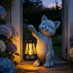 Cat Garden Outdoor Statues: Outside Decor with Lanterns for Yard Art Lawn Ornaments Porch Patio Balcony Home House - Birthday Gifts for Grandma Mom Women (cat2)