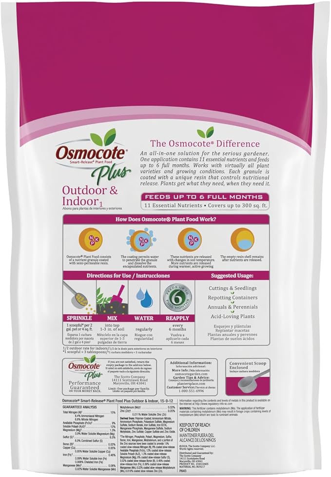 Osmocote Smart-Release Plant Food Plus Outdoor & Indoor1 - Granular, Continuous Release Plant Fertilizer with 11 Essential Nutrients, 8 lbs.