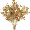 PASYOU Artificial Gold Plants Decor, Fake Simulation Flower Leaves for Christmas Wedding Indoor Outdoor Home Balcony Patio Planter Filler DIY Decoration Golden Berry Plant Bundles - 3 Pack