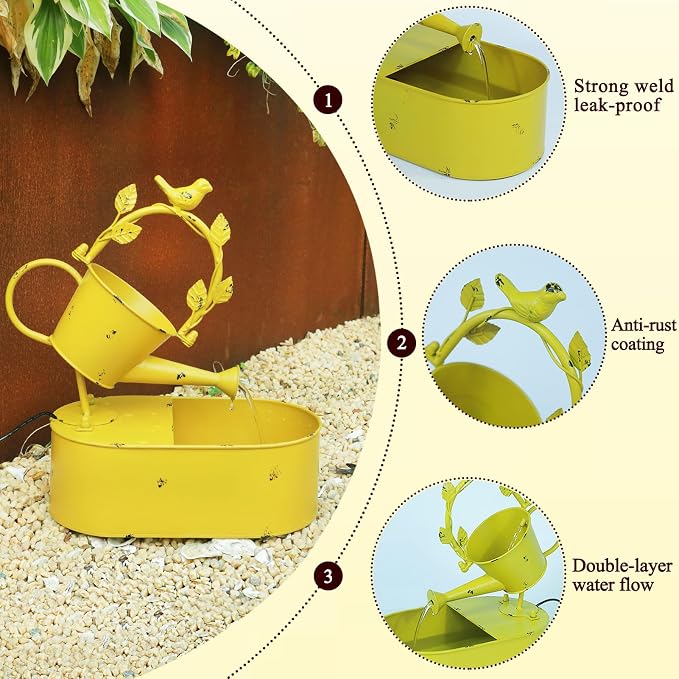 Metal Solar Water Fountain with Backup Battery,Outdoor Bird Bath Fountain,Solar Fountain Bird Bath for Garden, Patio & Yard Decor,Solar Powered Water Fountain Working at Night for at Least 6 Hours