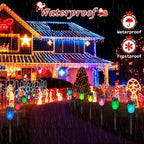 IkeeRuic 12Pack Christmas Yard Decorations, Multicolor Christmas Solar Lights for Outside Decor, LED Solar Flame Lights Outdoor for Xmas Decor, Waterproof Luces Solares for Yard Patio Garden Pathway