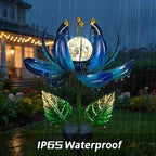 AIINY Solar Garden Lights Metal Flower Decor, Colorful Lotus Pathway Spinning Windmill with LED Cracked Crystal Ball Outdoor Decorative Stake Lighting Waterproof Flower Sculpture for Patio Yard