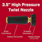 Chapin 6-9472: High Pressure 3.5-inch Brass Twist Hose Nozzle, Heavy-Duty Adjustable Garden Hose Nozzle, Gardening, Watering and Irrigation, Outdoor Cleaning, Black