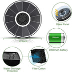 Yzert Solar Fountain with 2000 mAh Battery Backup Works in Cloudy, Glass Solar Powered Bird Bath Fountains with 7 Nozzles, 3.5 W Solar Fountain Pump for Birdbath,Garden, Outdoor, Pond