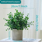3 Pack Fake Plants Artificial Potted Eucalyptus 7.9 inch Lifelike Small Faux Topiaries Perfect for Home Office Desk,Shelf Decor (Dark Green)