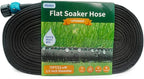 Flat Soaker Hose 75 FT for Garden Beds, 75Ft 1/2" Linkable Consistent Drip Irrigation Hose Save 80% Water, Leakproof Heavy Duty Double Layer Sprinkler Hose