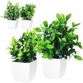 Totority Faux Potted Plants Set of 4 Realistic Artificial Greenery Table Centerpieces for Home Office Decor Indoor Low Maintenance Plant Decorations 7.48X5.90X1.96 Inch