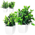 Totority Faux Potted Plants Set of 4 Realistic Artificial Greenery Table Centerpieces for Home Office Decor Indoor Low Maintenance Plant Decorations 7.48X5.90X1.96 Inch