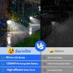Sucolite 6-Pack Solar Spot Lights Outdoor Waterproof IP65, 3 Lighting Modes 2-in-1 Solar Landscape Spotlights for Yard, 59 LED Solar Powered Wall Lights for Garden Pathway Driveway Walkway, Cool White